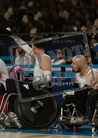 Wheelchair rugby at the Champs de Mar Stadium at the Paris Paralympics 2024 between Paralympics Gb and Paralympics Australia and Paralympics USA and Paralympics Canada