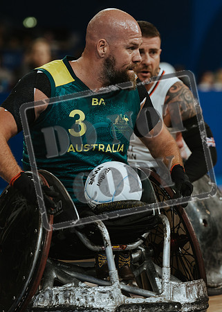 Wheelchair rugby at the Champs de Mar Stadium at the Paris Paralympics 2024 between Paralympics Gb and Paralympics Australia and Paralympics USA and Paralympics Canada