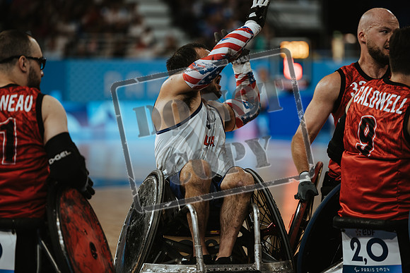 Wheelchair rugby at the Champs de Mar Stadium at the Paris Paralympics 2024 between Paralympics Gb and Paralympics Australia and Paralympics USA and Paralympics Canada