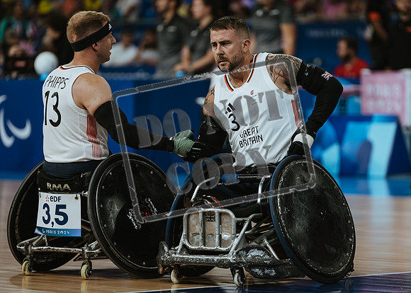 Wheelchair rugby at the Champs de Mar Stadium at the Paris Paralympics 2024 between Paralympics Gb and Paralympics Australia and Paralympics USA and Paralympics Canada
