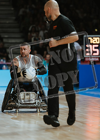 Wheelchair rugby at the Champs de Mar Stadium at the Paris Paralympics 2024 between Paralympics Gb and Paralympics Australia and Paralympics USA and Paralympics Canada