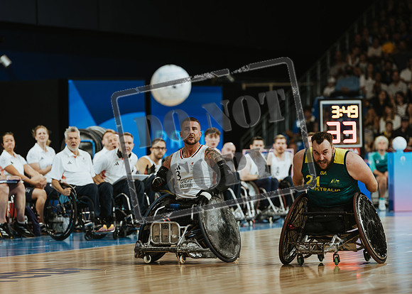 Wheelchair rugby at the Champs de Mar Stadium at the Paris Paralympics 2024 between Paralympics Gb and Paralympics Australia and Paralympics USA and Paralympics Canada