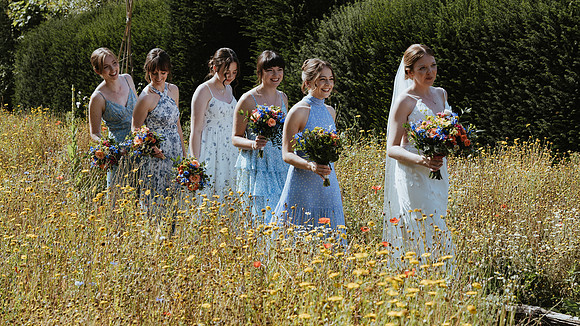 A festival style wedding celebration at the Gardens, Yalding