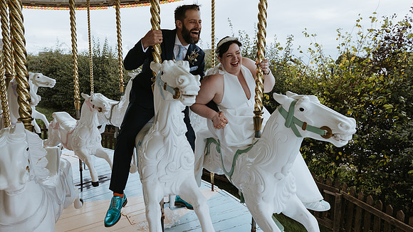A fun and colourful Alice in Wonderland themed wedding at Preston Court near Canterbury in Kent