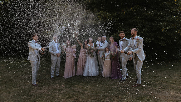 Fun bridal party shot at Trading boundaries East Sussex