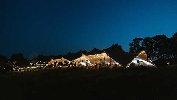 Festival style wedding in. Burwash East Sussex