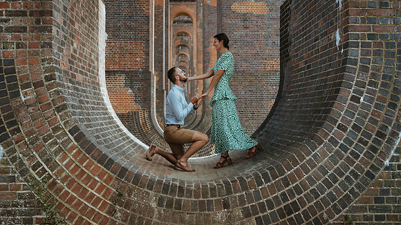 Engagement shoot at Balcombe viaduct, East Sussex