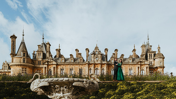 Emili and James post wedding Photoshoot at the Spectacular Waddesdon Manor in Buckinghamshire