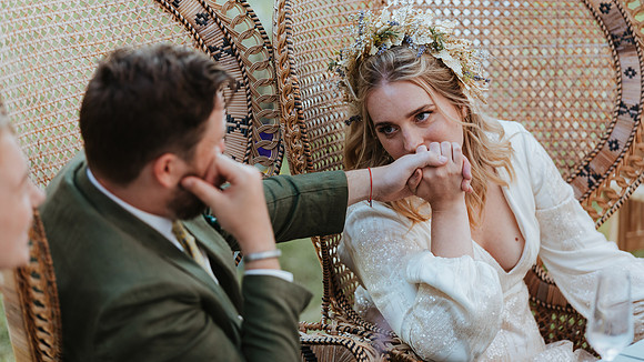 Relaxed and colourful boho wedding celebration in Egerton, Kent