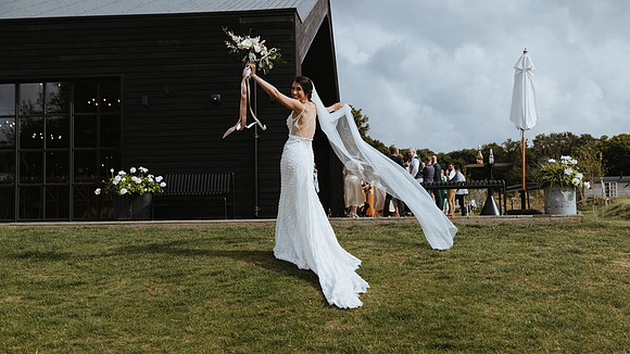 A stunning boho luxe summer wedding at Botley HIll Barn near Warlingham in Surrey
