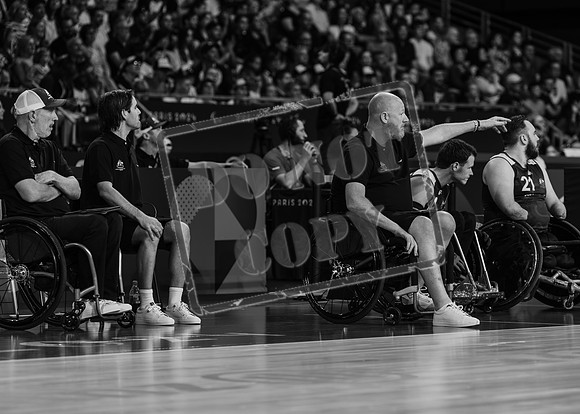 Wheelchair rugby at the Champs de Mar Stadium at the Paris Paralympics 2024 between Paralympics Gb and Paralympics Australia and Paralympics USA and Paralympics Canada