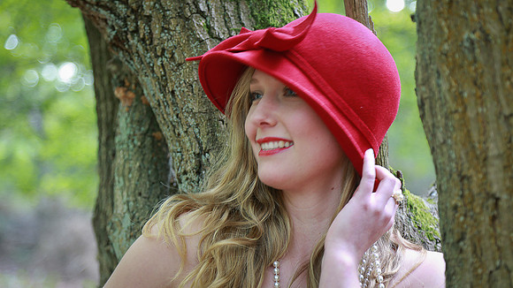 The girl in the red Cloche hat