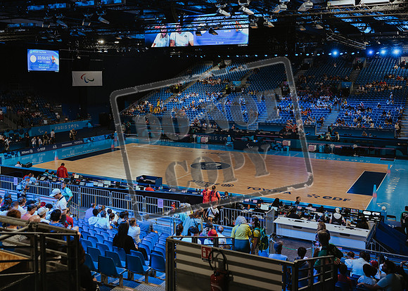 Wheelchair rugby at the Champs de Mar Stadium at the Paris Paralympics 2024 between Paralympics Gb and Paralympics Australia and Paralympics USA and Paralympics Canada