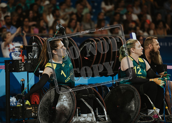 Wheelchair rugby at the Champs de Mar Stadium at the Paris Paralympics 2024 between Paralympics Gb and Paralympics Australia and Paralympics USA and Paralympics Canada
