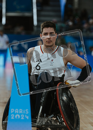 Wheelchair rugby at the Champs de Mar Stadium at the Paris Paralympics 2024 between Paralympics Gb and Paralympics Australia and Paralympics USA and Paralympics Canada