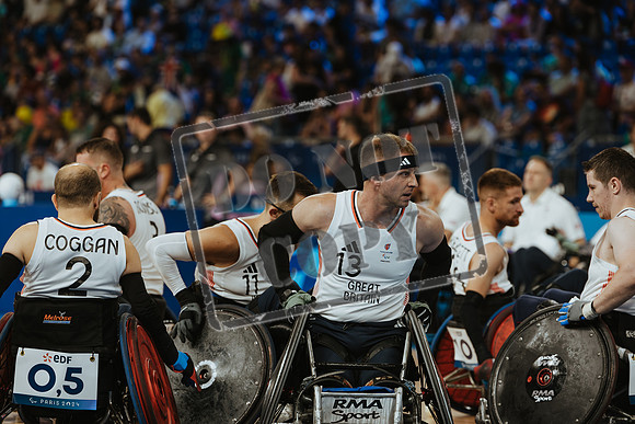 Wheelchair rugby at the Champs de Mar Stadium at the Paris Paralympics 2024 between Paralympics Gb and Paralympics Australia and Paralympics USA and Paralympics Canada