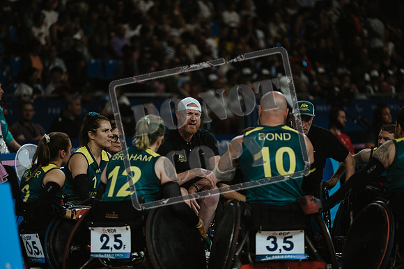 Wheelchair rugby at the Champs de Mar Stadium at the Paris Paralympics 2024 between Paralympics Gb and Paralympics Australia and Paralympics USA and Paralympics Canada