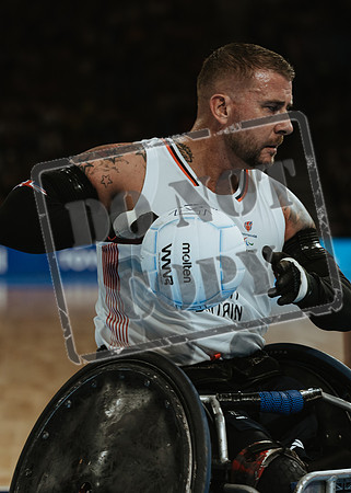 Wheelchair rugby at the Champs de Mar Stadium at the Paris Paralympics 2024 between Paralympics Gb and Paralympics Australia and Paralympics USA and Paralympics Canada