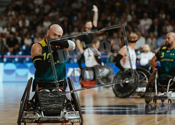 Wheelchair rugby at the Champs de Mar Stadium at the Paris Paralympics 2024 between Paralympics Gb and Paralympics Australia and Paralympics USA and Paralympics Canada