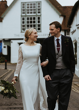 Sophie and Toby’s relaxed, intimate winter wedding at St John the Evangelist church, Merrow and East Street Bar and Grill in Petworth