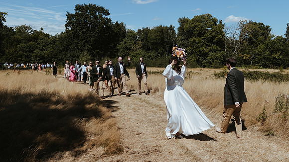 A beautiful festival style wedding at The Cherry Barn near Rye in East Sussex