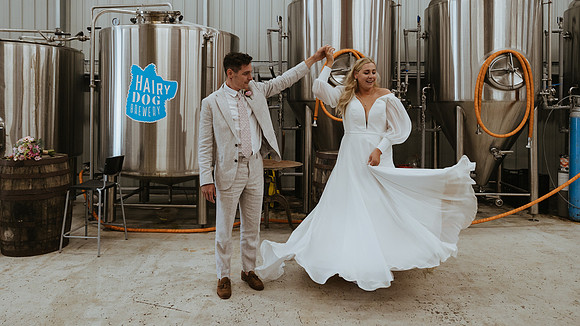 An intimate relaxed wedding at Southover Grange in Lewes followed by a disco themed reception at the Hairy Dog Brewery near Haywards Heath