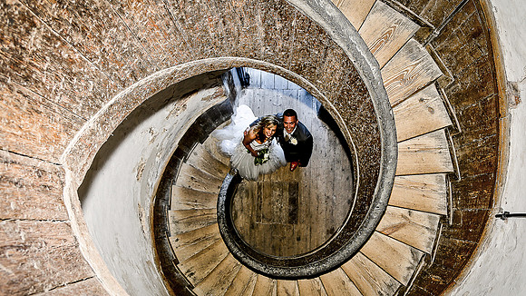Portrait of a bride and groom at Upnor Castle, kent