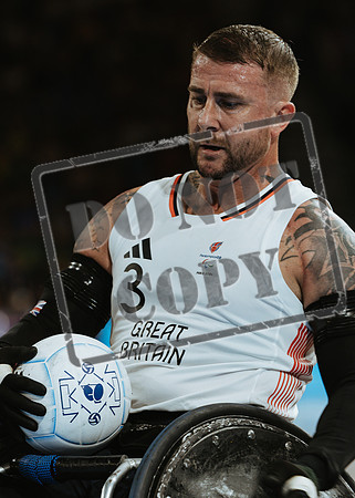 Wheelchair rugby at the Champs de Mar Stadium at the Paris Paralympics 2024 between Paralympics Gb and Paralympics Australia and Paralympics USA and Paralympics Canada
