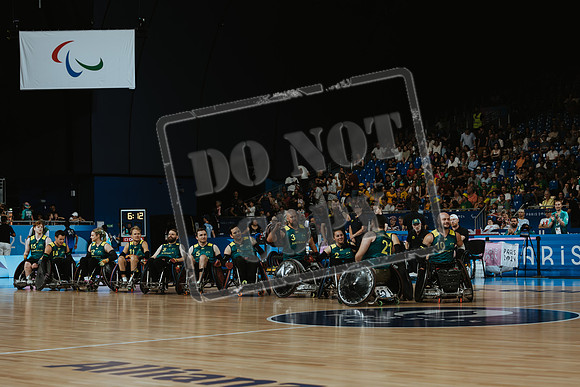 Wheelchair rugby at the Champs de Mar Stadium at the Paris Paralympics 2024 between Paralympics Gb and Paralympics Australia and Paralympics USA and Paralympics Canada