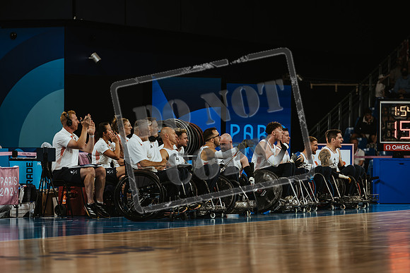 Wheelchair rugby at the Champs de Mar Stadium at the Paris Paralympics 2024 between Paralympics Gb and Paralympics Australia and Paralympics USA and Paralympics Canada
