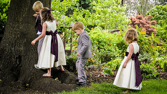 Flower girls and  Page boy's playing at the Bromley Court Hotel, Bromley, Kent