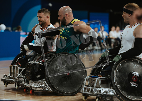 Wheelchair rugby at the Champs de Mar Stadium at the Paris Paralympics 2024 between Paralympics Gb and Paralympics Australia and Paralympics USA and Paralympics Canada