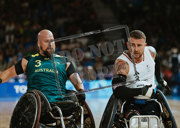Wheelchair rugby at the Champs de Mar Stadium at the Paris Paralympics 2024 between Paralympics Gb and Paralympics Australia and Paralympics USA and Paralympics Canada