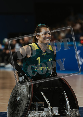 Wheelchair rugby at the Champs de Mar Stadium at the Paris Paralympics 2024 between Paralympics Gb and Paralympics Australia and Paralympics USA and Paralympics Canada