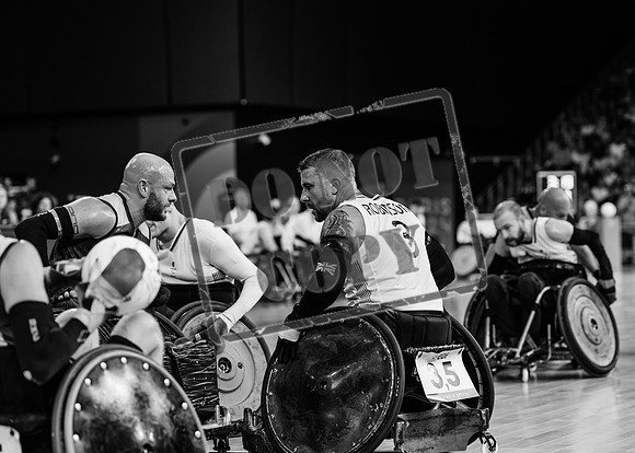 Wheelchair rugby at the Champs de Mar Stadium at the Paris Paralympics 2024 between Paralympics Gb and Paralympics Australia and Paralympics USA and Paralympics Canada