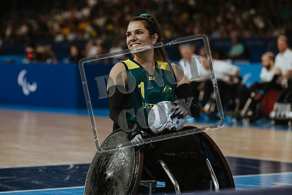 Wheelchair rugby at the Champs de Mar Stadium at the Paris Paralympics 2024 between Paralympics Gb and Paralympics Australia and Paralympics USA and Paralympics Canada
