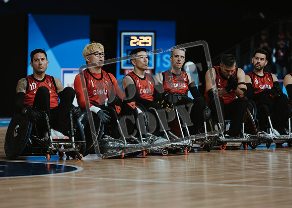 Wheelchair rugby at the Champs de Mar Stadium at the Paris Paralympics 2024 between Paralympics Gb and Paralympics Australia and Paralympics USA and Paralympics Canada