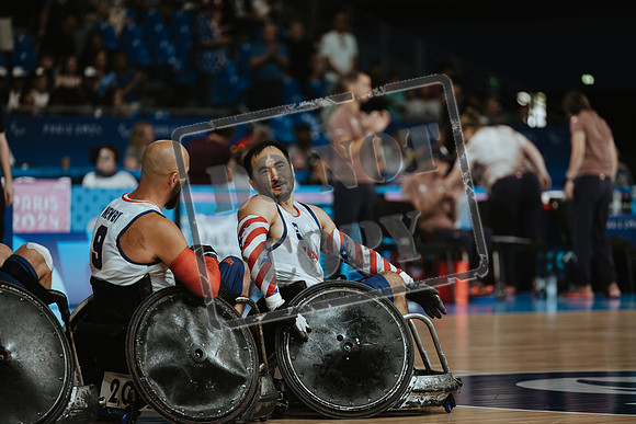 Wheelchair rugby at the Champs de Mar Stadium at the Paris Paralympics 2024 between Paralympics Gb and Paralympics Australia and Paralympics USA and Paralympics Canada