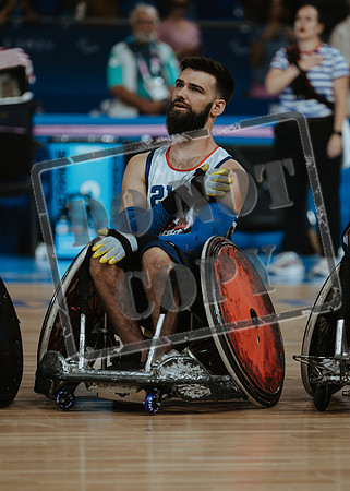 Wheelchair rugby at the Champs de Mar Stadium at the Paris Paralympics 2024 between Paralympics Gb and Paralympics Australia and Paralympics USA and Paralympics Canada
