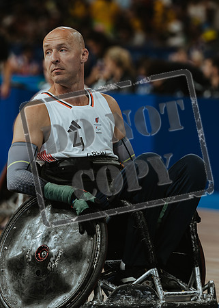 Wheelchair rugby at the Champs de Mar Stadium at the Paris Paralympics 2024 between Paralympics Gb and Paralympics Australia and Paralympics USA and Paralympics Canada