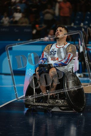Wheelchair rugby at the Champs de Mar Stadium at the Paris Paralympics 2024 between Paralympics Gb and Paralympics Australia and Paralympics USA and Paralympics Canada