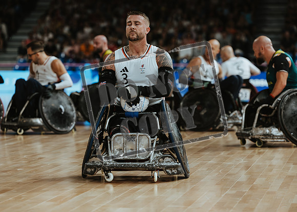 Wheelchair rugby at the Champs de Mar Stadium at the Paris Paralympics 2024 between Paralympics Gb and Paralympics Australia and Paralympics USA and Paralympics Canada