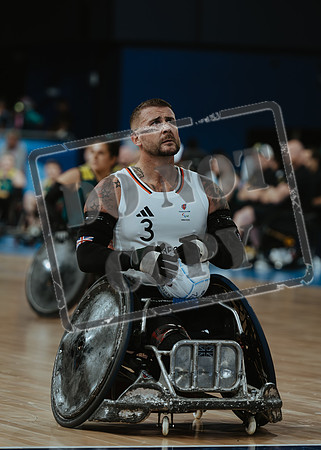 Wheelchair rugby at the Champs de Mar Stadium at the Paris Paralympics 2024 between Paralympics Gb and Paralympics Australia and Paralympics USA and Paralympics Canada