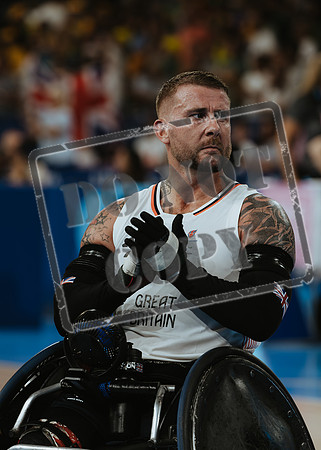 Wheelchair rugby at the Champs de Mar Stadium at the Paris Paralympics 2024 between Paralympics Gb and Paralympics Australia and Paralympics USA and Paralympics Canada
