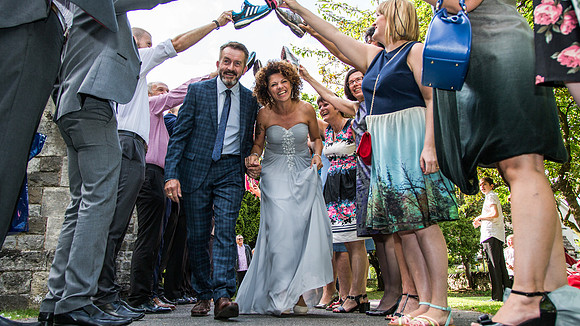 A runner's Guard of honour at Dawn and John's wedding vow renewal