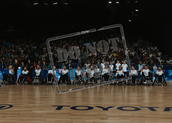 Wheelchair rugby at the Champs de Mar Stadium at the Paris Paralympics 2024 between Paralympics Gb and Paralympics Australia and Paralympics USA and Paralympics Canada