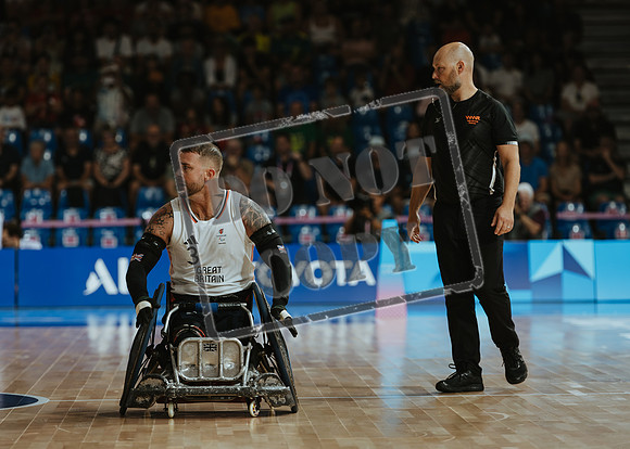 Wheelchair rugby at the Champs de Mar Stadium at the Paris Paralympics 2024 between Paralympics Gb and Paralympics Australia and Paralympics USA and Paralympics Canada