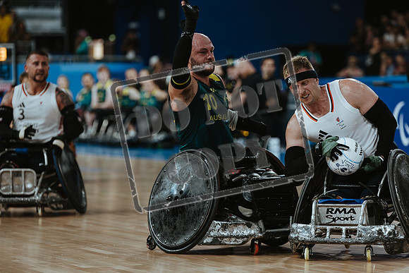 Wheelchair rugby at the Champs de Mar Stadium at the Paris Paralympics 2024 between Paralympics Gb and Paralympics Australia and Paralympics USA and Paralympics Canada