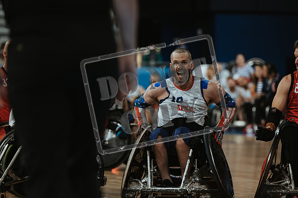 Wheelchair rugby at the Champs de Mar Stadium at the Paris Paralympics 2024 between Paralympics Gb and Paralympics Australia and Paralympics USA and Paralympics Canada