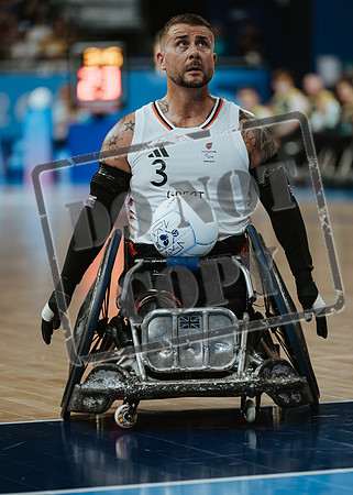 Wheelchair rugby at the Champs de Mar Stadium at the Paris Paralympics 2024 between Paralympics Gb and Paralympics Australia and Paralympics USA and Paralympics Canada